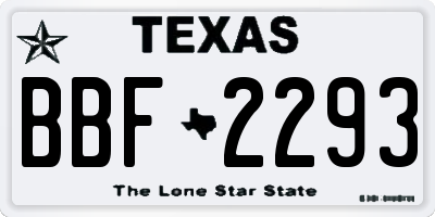 TX license plate BBF2293