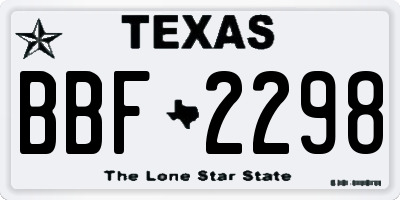 TX license plate BBF2298