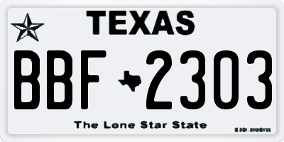 TX license plate BBF2303