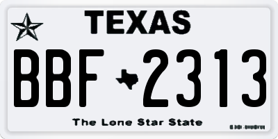 TX license plate BBF2313
