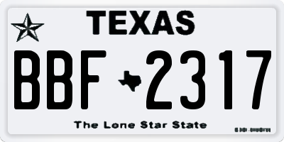 TX license plate BBF2317