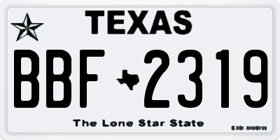 TX license plate BBF2319