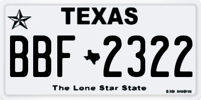 TX license plate BBF2322