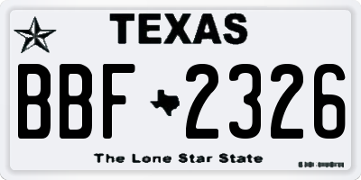 TX license plate BBF2326
