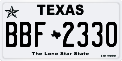 TX license plate BBF2330