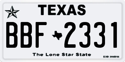 TX license plate BBF2331