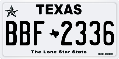 TX license plate BBF2336