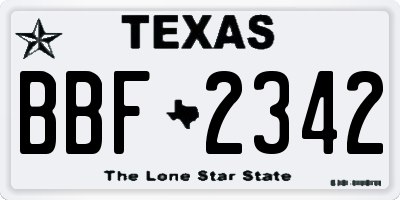 TX license plate BBF2342