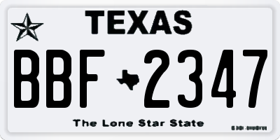 TX license plate BBF2347