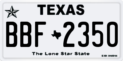 TX license plate BBF2350