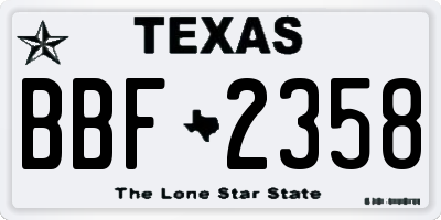 TX license plate BBF2358