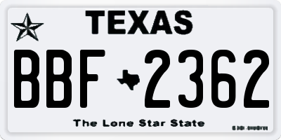 TX license plate BBF2362