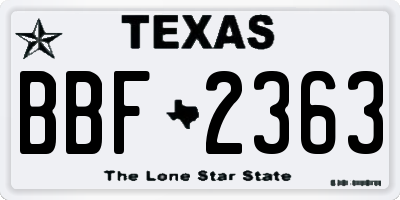 TX license plate BBF2363
