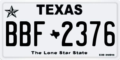TX license plate BBF2376