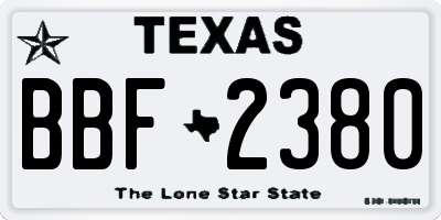 TX license plate BBF2380