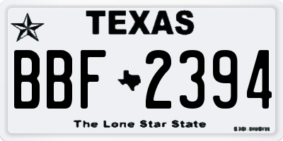 TX license plate BBF2394