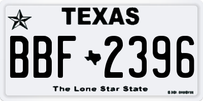 TX license plate BBF2396