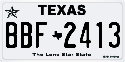 TX license plate BBF2413