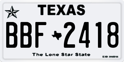 TX license plate BBF2418