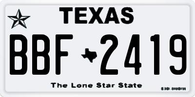 TX license plate BBF2419