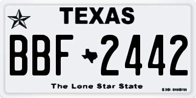 TX license plate BBF2442