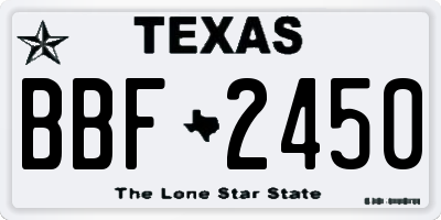 TX license plate BBF2450