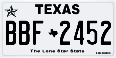 TX license plate BBF2452