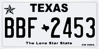 TX license plate BBF2453