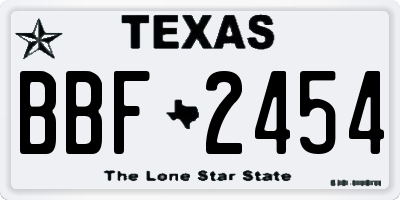 TX license plate BBF2454