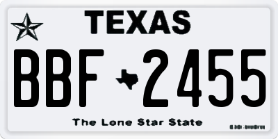 TX license plate BBF2455