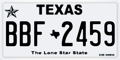 TX license plate BBF2459