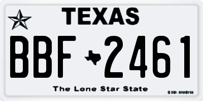 TX license plate BBF2461