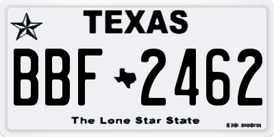 TX license plate BBF2462