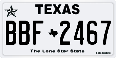 TX license plate BBF2467
