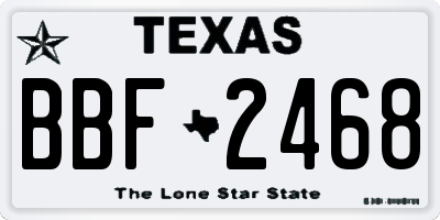 TX license plate BBF2468