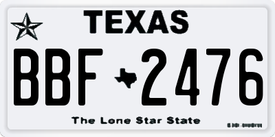 TX license plate BBF2476