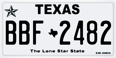 TX license plate BBF2482