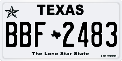 TX license plate BBF2483