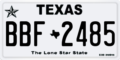 TX license plate BBF2485