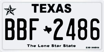 TX license plate BBF2486