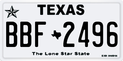 TX license plate BBF2496