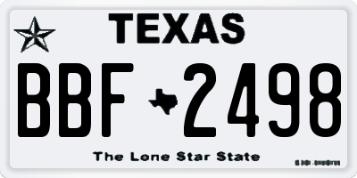 TX license plate BBF2498