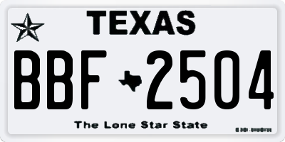 TX license plate BBF2504