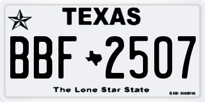 TX license plate BBF2507