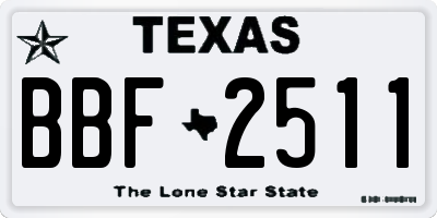 TX license plate BBF2511