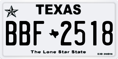 TX license plate BBF2518