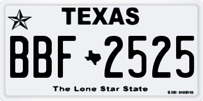 TX license plate BBF2525