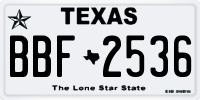 TX license plate BBF2536