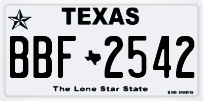 TX license plate BBF2542