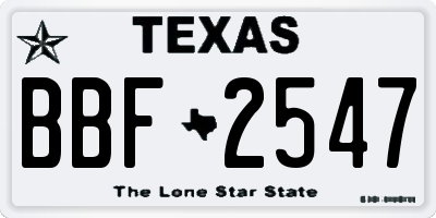 TX license plate BBF2547